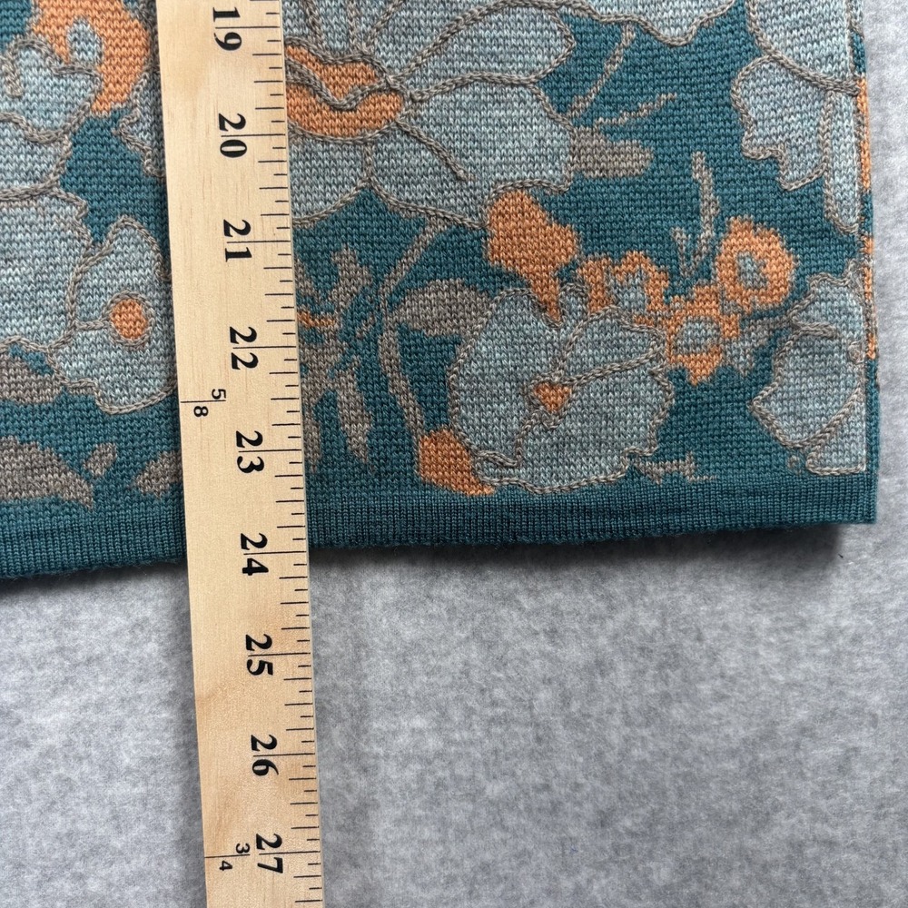 Pendleton Merino Wool Full Zip Cardigan Sweater Floral Teal Blue Womens Size L - Picture 15 of 16